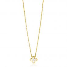 ZINZI Gold Plated Sterling Silver Necklace with a Clover Pendant Set with White Mother of Pearl 39-43cm ZIC-BF71