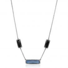 ZINZI Sterling Silver Fantasy Necklace with Rectangular Color Stones in Blue and Black 42-45cm ZIC2111