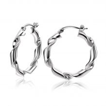 28mm ZINZI Sterling Silver Hoop Earrings with Trendy Twisted Tube 28x3mm ZIO2406