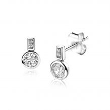 ZINZI Sterling Silver Stud Earrings Round White ZIO1662