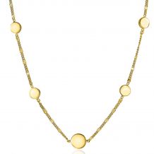ZINZI Gold Plated Sterling Silver Curb Chain Necklace Round Coins 45cm ZIC2158G