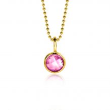OKTOBER hanger 8mm gold plated geboortesteen roze rozenkwarts zirconia