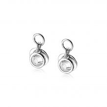 ZINZI Sterling Silver Earrings Pendants Coin and Round White Zirconia ZICH1620 (excl. hoop earrings)