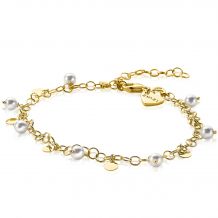 ZINZI Sterling Silver Fantasy Bracelet 14K Yellow Gold Plated White Pearls