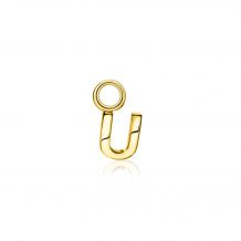 ZINZI Sterling Silver 14K Yellow Gold Plated Letter Ear Pendant U (per piece)