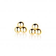 5,5mm ZINZI Gold Plated Sterling Silver Stud Earrings 3x Beads ZIO1588G