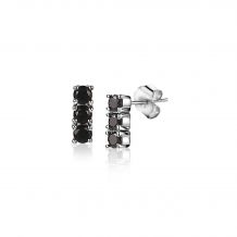 ZINZI Sterling Silver Ear Studs 8mm Black