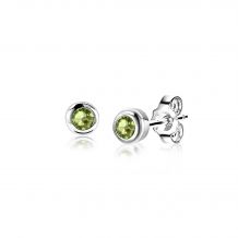 AUGUSTUS Earrings 4mm Sterling Silver with Birthstone Green Peridot Zirconia