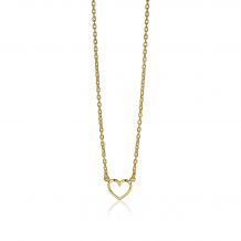ZINZI zilveren ketting geel verguld open hartje 40-43cm ZIC1420G