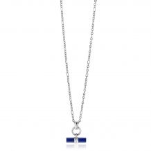 ZINZI Sterling Silver Necklace with Trendy Toggle Clasp Pendant in Lapis Lazuli 43-45cm ZIC2478