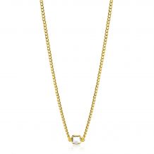 ZINZI gold plated silver gourmet necklace with square setting white zirconia 40-45cm ZIC2417Y
