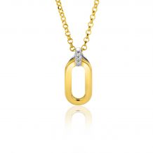 18mm ZINZI Gold Plated Sterling Silver Oval Bicolor Pendant White Zirconias ZIH2248 (excl. necklace)