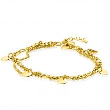 ZINZI Gold Plated Sterling Silver Multi-look Bracelet Curb and Figaro Chains with 5 Coins ZIA2368