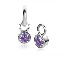 JUNE Earrings Pendants Sterling Silver with Birthstone Light Purple Amethyst Zirconia (excl. hoop earrings)
