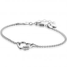 ZINZI Sterling Silver Multi-Chain Bracelet with Luxury Heart and White Zirconias 17-20cm ZIA2507