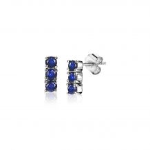 8mm ZINZI Sterling Silver Stud Earrings Bar Dark Blue ZIO2127B