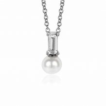 ZINZI Sterling Silver White Pearl Pendant with White Baguette Zirconia ZIH2135 (excl. necklace)