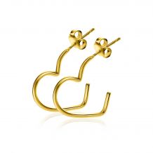 18mm ZINZI gold plated silver half hoop earrings in heart shape, 1.4mm tube thickness with butterfly clasp ZIO2584G
