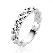 ZINZI zilveren ring met glanzende rolex-style schakels 4mm breed ZIR2556