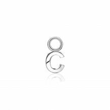 ZINZI Sterling Silver Letter Earrings Pendant C price per piece ZICH2144C (excl. hoop earrings)