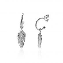 ZINZI Sterling Silver Trendy Earrings Feather Round ZIO1867