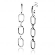 45mm ZINZI Sterling Silver Earrings Large Oval Chains ZIO2419