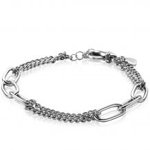 ZINZI Sterling Silver Multi-look Bracelet Curb and Oval Chain 18-20cm ZIA2206