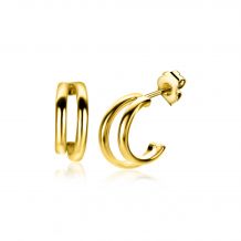 ZINZI zilveren multi-look oorstekers extra 14K geel verguld twee banen glad 15mm ZIO2255