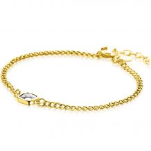 ZINZI gold plated silver gourmet bracelet with square setting white zirconia 16-19cm ZIA2417Y

