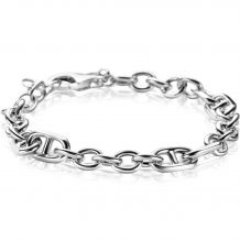 ZINZI silver link bracelet, featuring round links combined with six trendy larger navy links 7.8mm wide 17-20cm ZIA2580
