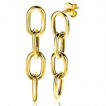 53mm ZINZI Gold Plated Sterling Silver Drop Earrings Sturdy Oval Chain ZIO2153G