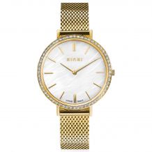 ZINZI Watch GRACE 34mm White Mother-of-Pearl with White crystals Golden