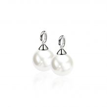 ZINZI zilveren oorbedels parel wit 12mm ZICH305W. (zonder oorringen).
