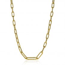 ZINZI Sterling Silver Necklace 14K Yellow Gold Plated Oval Chains