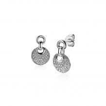 ZINZI zilveren ronde oorsieraden 17mm bezet met witte zirconia's ZIO1328
