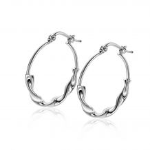 27mm ZINZI Sterling Silver Hoop Earrings with a Trendy Combination of a Smooth and Twisted Tube 27x3mm ZIO2482