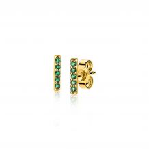 8mm ZINZI Gold Plated Sterling Silver Stud Earrings Bar Green ZIO1689GG