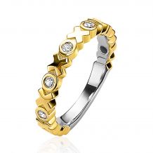 ZINZI Sterling Silver Stackable Ring 14K Yellow Gold Plated XOXO ZIR2193