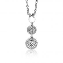 ZINZI zilveren hanger 26mm ronde vormen witte zirconia's ZIH1973