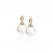 10mm ZINZI Gold Plated Sterling Silver Earrings Pendants Pearl White ZICH266WG (excl. hoop earrings)