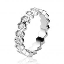 ZINZI Sterling Silver Ring Hexagon White Zirconias ZIR2543