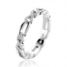 ZINZI Sterling Silver Ring Infinity with White Zirconias and Oval Chains ZIR2570