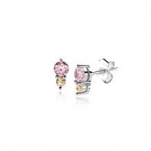 6mm ZINZI Sterling Silver Stud Earrings Round Pink Champagne ZIO2501