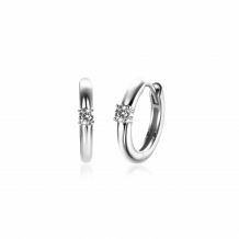 APRIL Hoop Earrings 13mm Sterling Silver with Birthstone Diamond White Zirconia