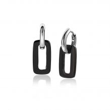 ZINZI Sterling Silver EarRings 12mm met Open Oval Black