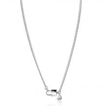 ZINZI Sterling Silver Curb Chain Necklace with Trendy Lock as Clasp 3.8mm width 43cm ZIC2411