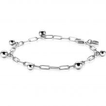 ZINZI Sterling Silver Paperclip Chain Bracelet with Beads 19,5cm ZIA2541