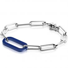ZINZI Sterling Silver Luxurious Bracelet with Paperclip Chains and Trendy Oval Chain in Lapis Lazuli 20cm ZIA-BF93