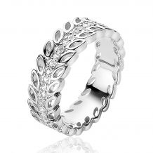ZINZI Sterling Silver Multi-look Ring Leaves White 6,5mm ZIR1889