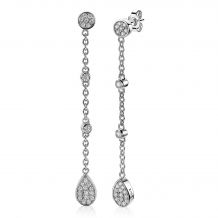 55mm ZINZI Sterling Silver Earrings White Zirconias with Chain ZIO1956